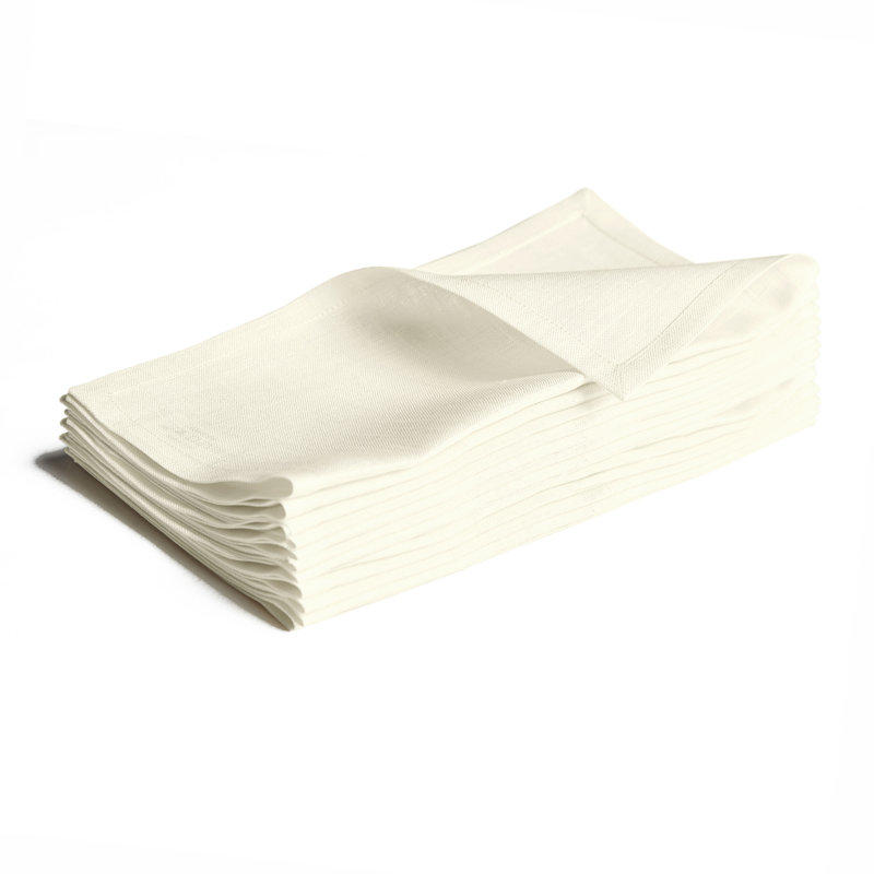 100% Pure Linen Cocktail Napkins - Athena, 9" x 9", Ivory