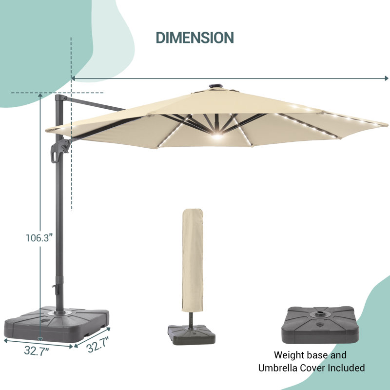 Parasol en porte-à-faux à DEL 11 pi Doraly, Sable