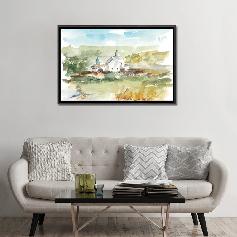 "Rural plein air IV" par Ethan Harper, reproduction d’art, Encadrement noir décoloré, H 32 po x l 48 po x 1,5 po