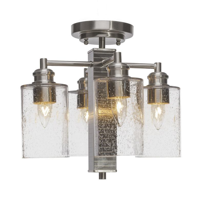 Plafonnier semi-encastré 4 lumières Edge, Nickel brossé