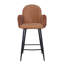 Tabouret de bar moderne rembourré avec accoudoirs capitonnés et base en métal - brun-1213657832