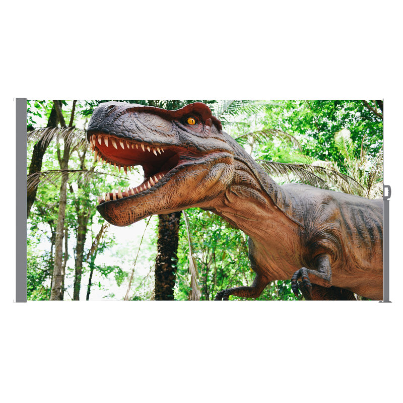 Auvent latéral rétractable 71 po x 138 po, semi-transparent avec impression UV, UPF50 +, idéal pour bloquer la poussière, le soleil et le vent, créant un espace privé pour le jardin, le balcon et la piscine.
