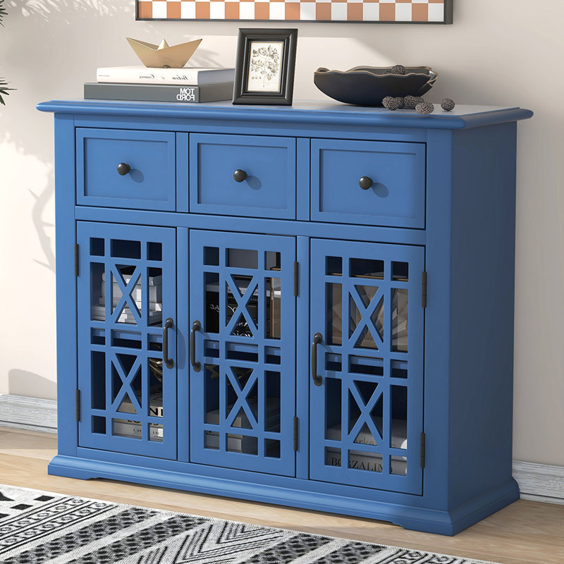 Buffet 3 tiroirs Arel, Bleu foncé