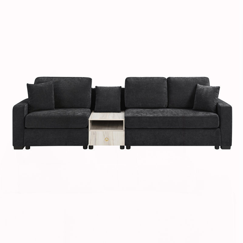 Canapé modulaire rembourré 111,8 po, Tissu noir