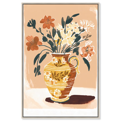 Flowers In A Bisque Vase Canvas Boho Colorful Wall Art by Art Remedy