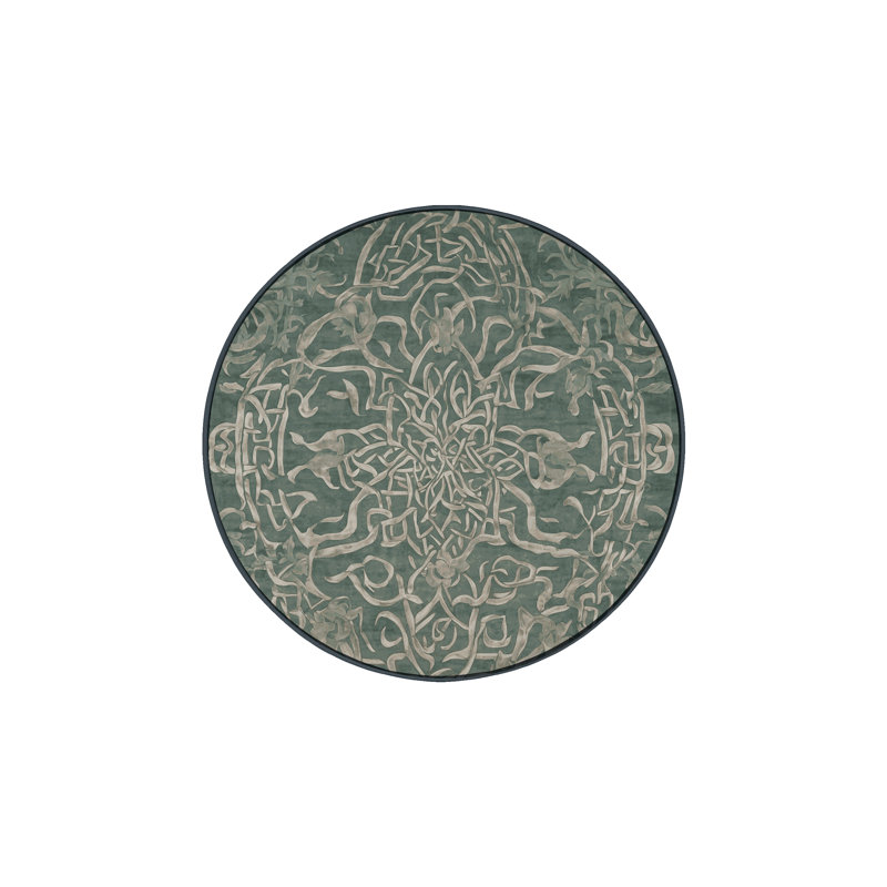 Machine Washable Gray Area Rug, Round 4'