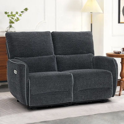 Zero Clearance Recliner Power Reclining Loveseat Sofa with Adjustable Headrest, RV Recliner Loveseat for Small Spaces