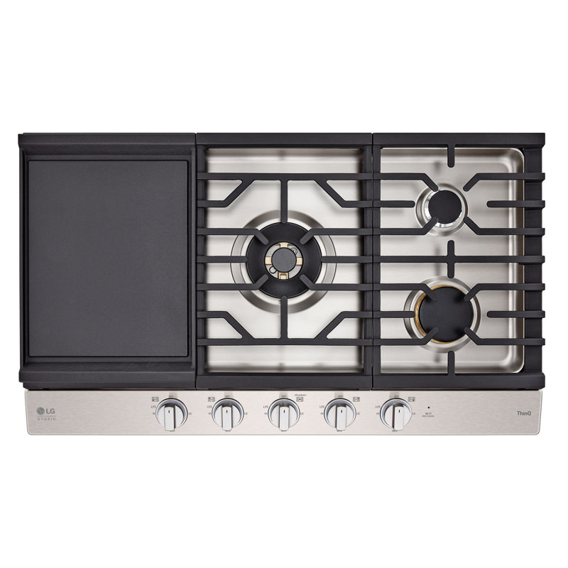 36" Natural Gas Cooktop with 5 Burners, Stainless Steel