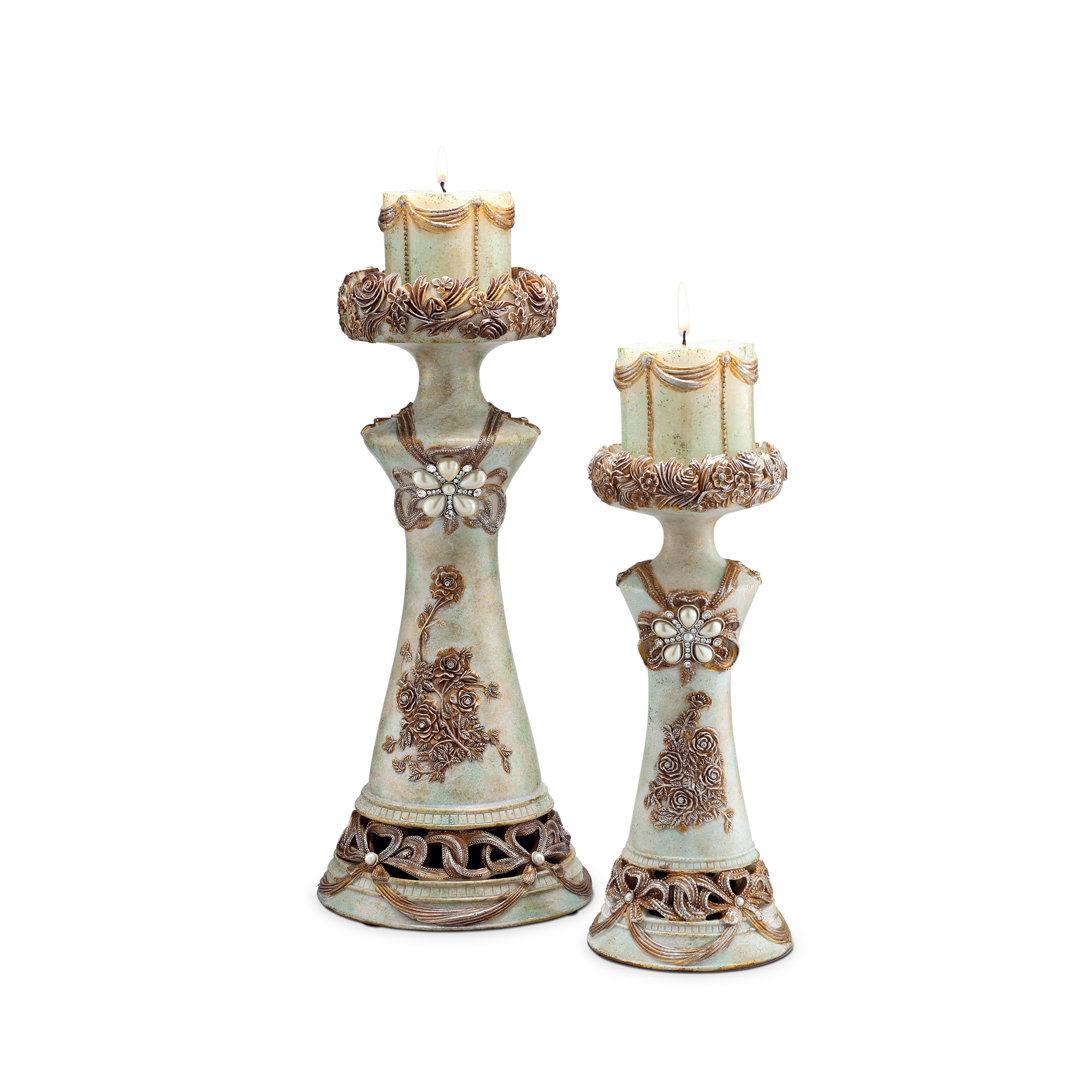 Concrete / Cement Tabletop Candlestick with Candle Included (Set of 2) Astoria Grand