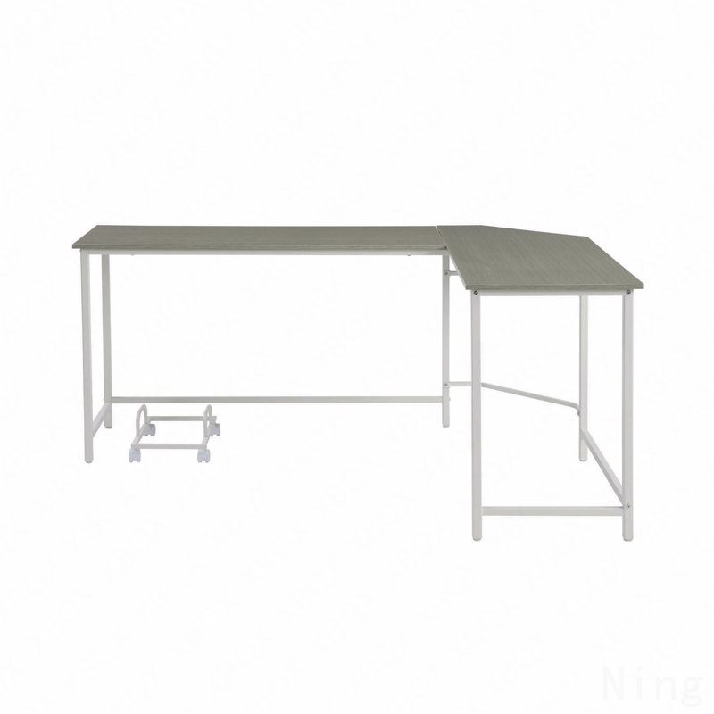 Gray & White L-Shaped Rectangular Computer Desk