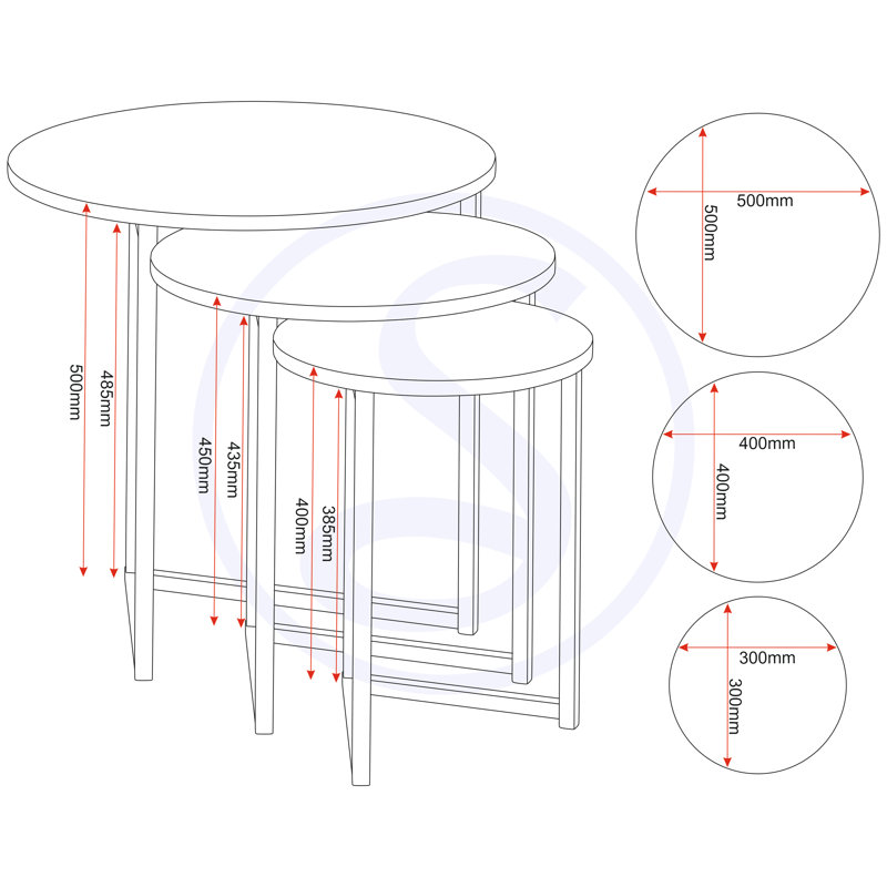 Alfonzo 3 Piece Nest of Tables