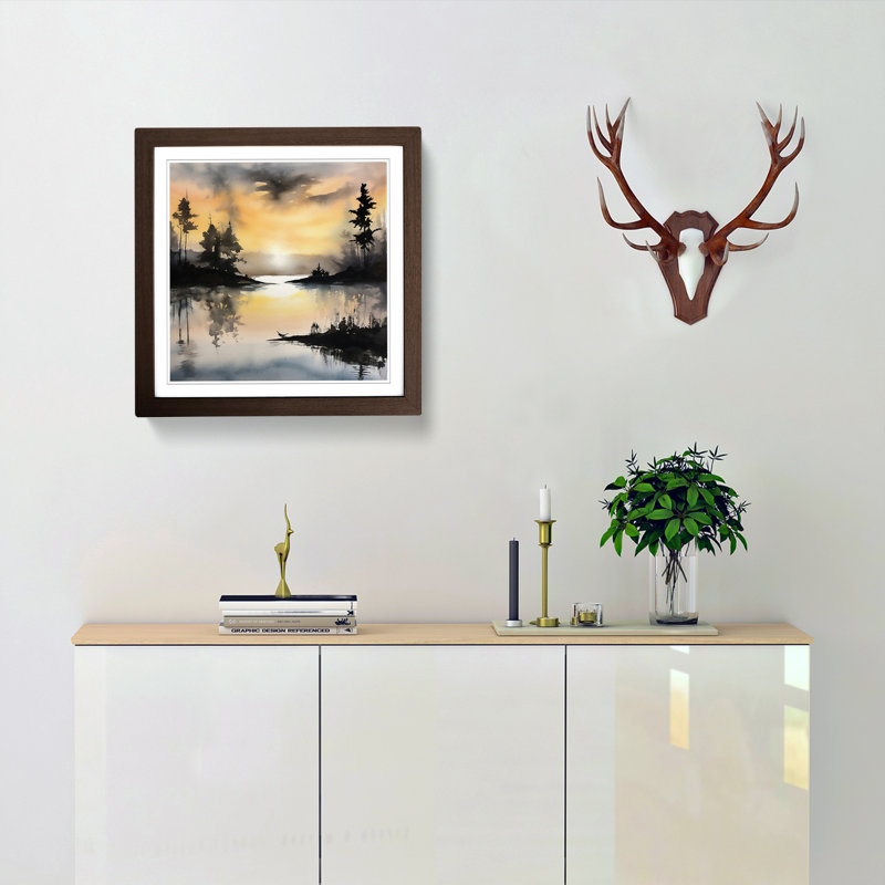 Sunrise Ink Wash No.7 - Framed Print, Walnut