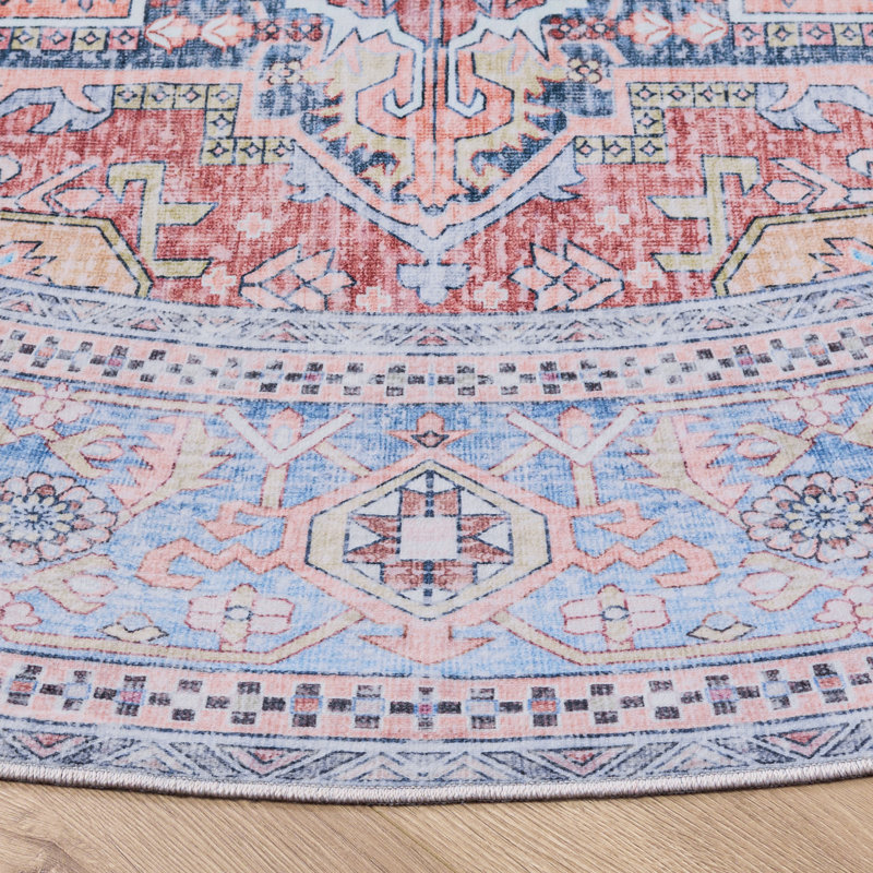 Arizona Performance Machine Washable Oriental Indoor Rug, Round 6'