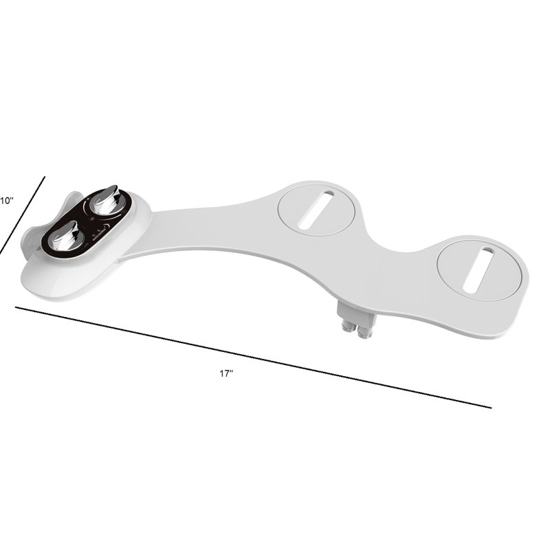 Bidet de toilette blanc avec double buse à l'avant et à l'arrière, poignées pour l'eau, support pour téléphone, plastique, largeur de l'emballage de 11 po