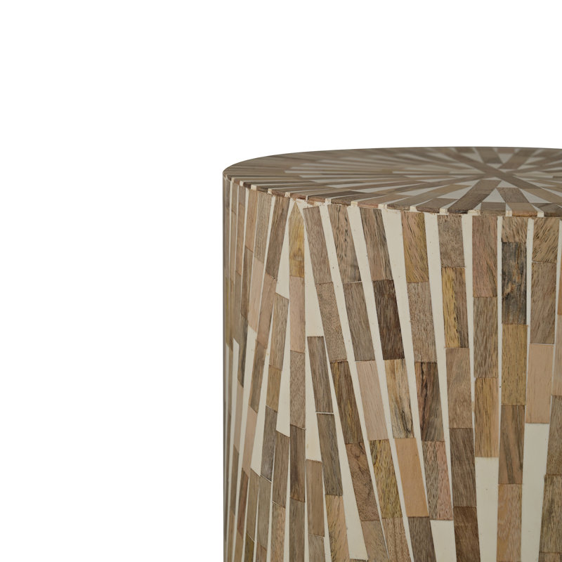 Buckner Wood and Bone Inlay Side Table
