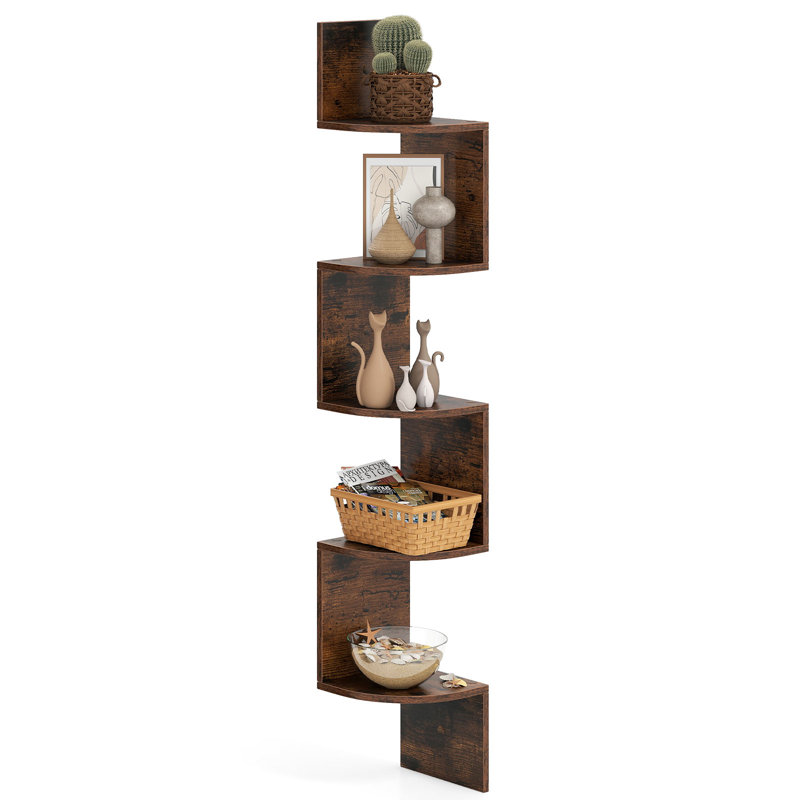 126cm H x 20cm W Corner Bookcase, Brown