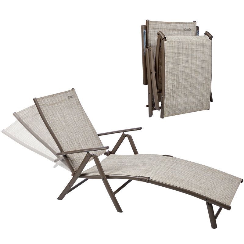 Méridienne d'extérieur pliante réglable, sans assemblage, Beige