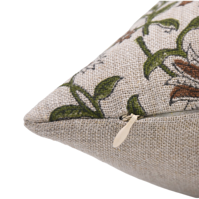 Linen Pillow Cover, 14"H x 14"W, Square, Pink Floral 1