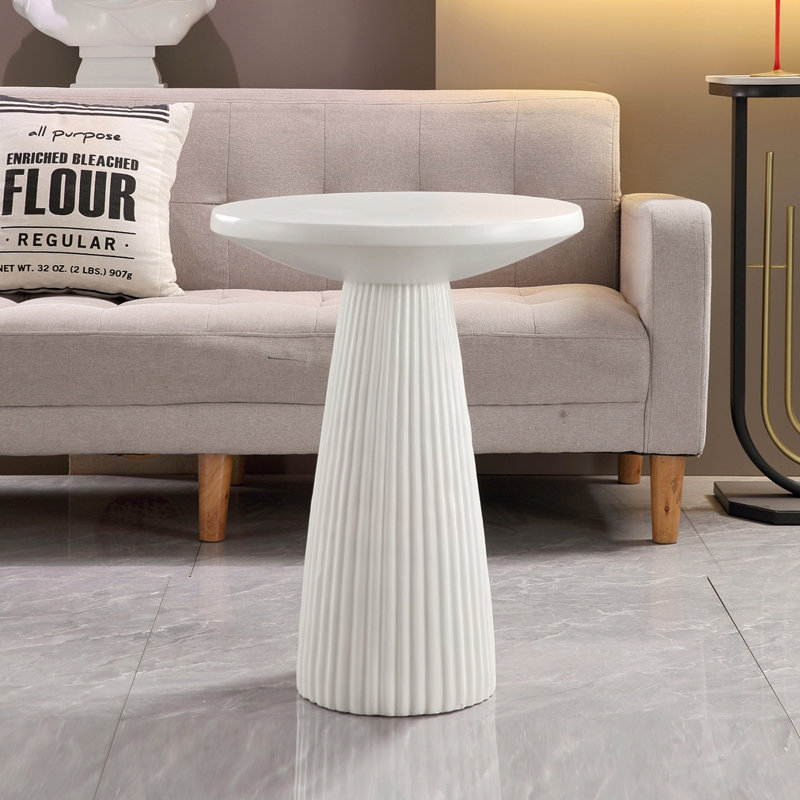 Table d'appoint moderne blanche, Blanc beige