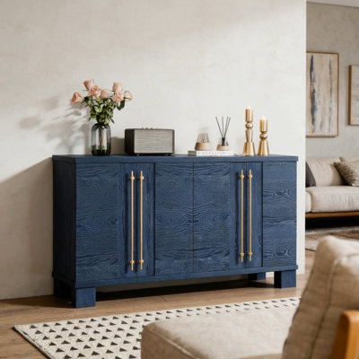 Sideboard Buffet Cabinet With Storage, Wood Sideboard With Adjustable Shelves And Gold Handles For Kitchen, Dining Room And Living Room (Black)