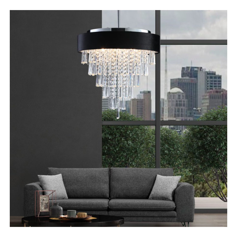 Lustre rond en cristal à niveaux