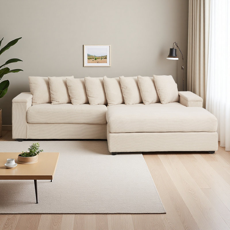 Canapé en L surdimensionné avec méridienne Luxe, Beige
