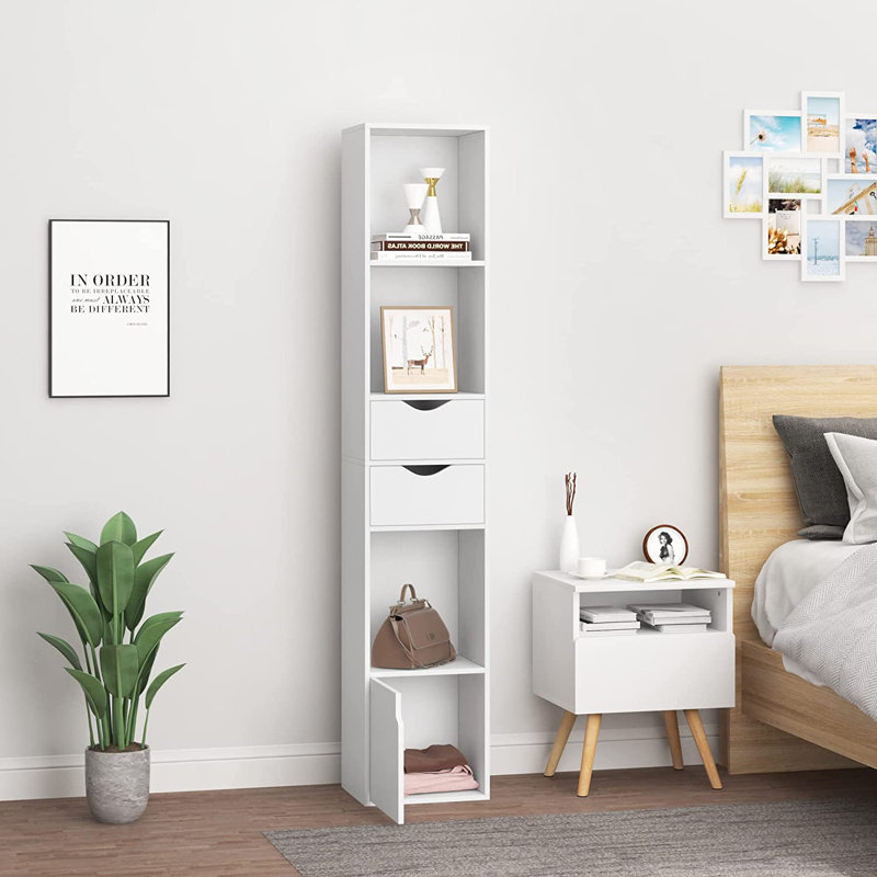 Iskender 157.5cm H x 30cm W Standard Bookcase, White