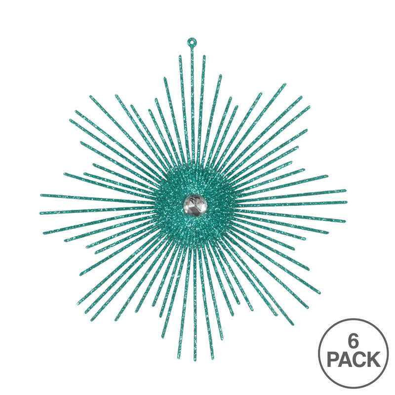 Ornement en forme de flocon de neige scintillant de 6,5 po, Bleu sarcelle