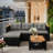 3-Piece L-Shaped Wicker Patio Set With Gray Cushions And Acacia Wood Storage Table-1771210815