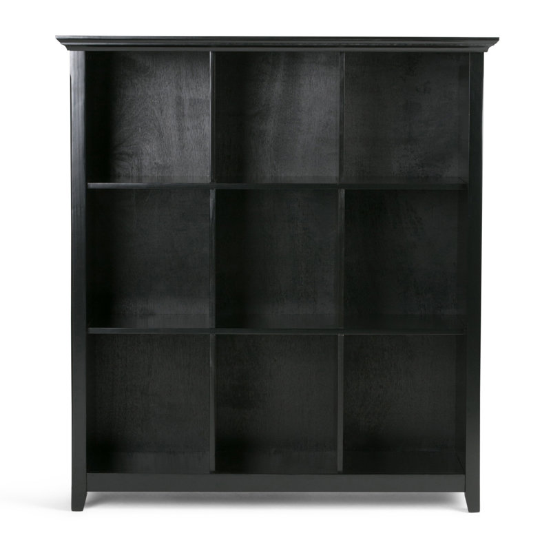 Acadian 44"W Solid Wood 9 Cube Storage Bookcase with Fixed Shelves, Black
