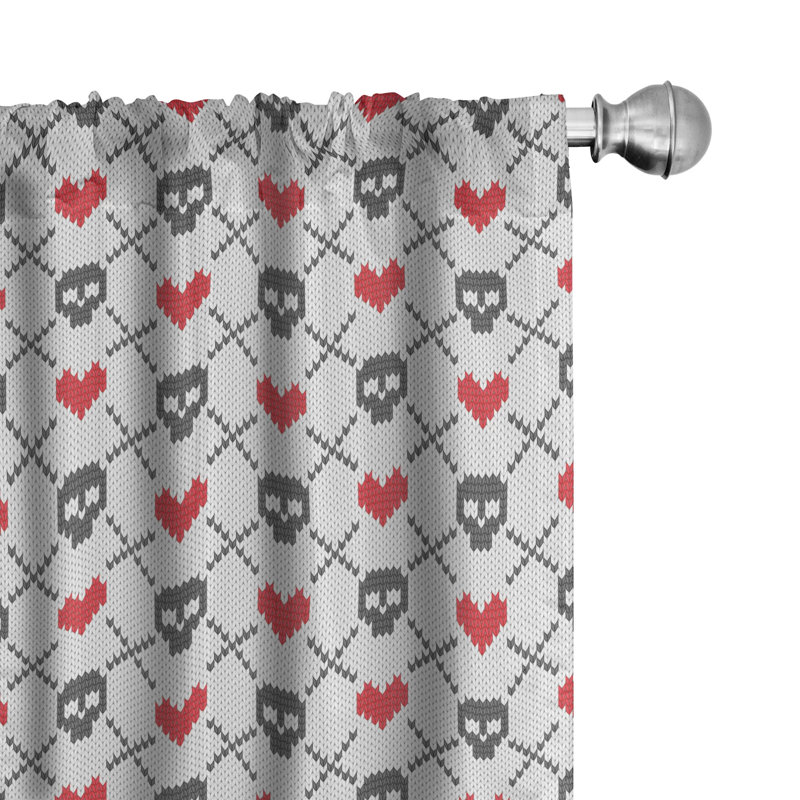 Paire de rideaux semi-transparents avec passe-tringle Skull, 28 po x 63 po