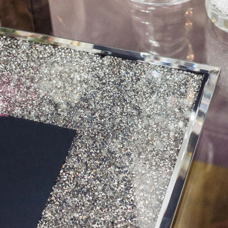 Plat de service en strass 14 "Sparkles Home Regent Square | Verre miroitant | Base rembourrée