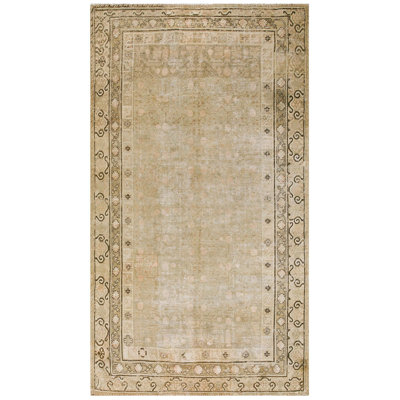 Faded Antique East Turkestan Wool Pile Hand Knotted Khotan Rug