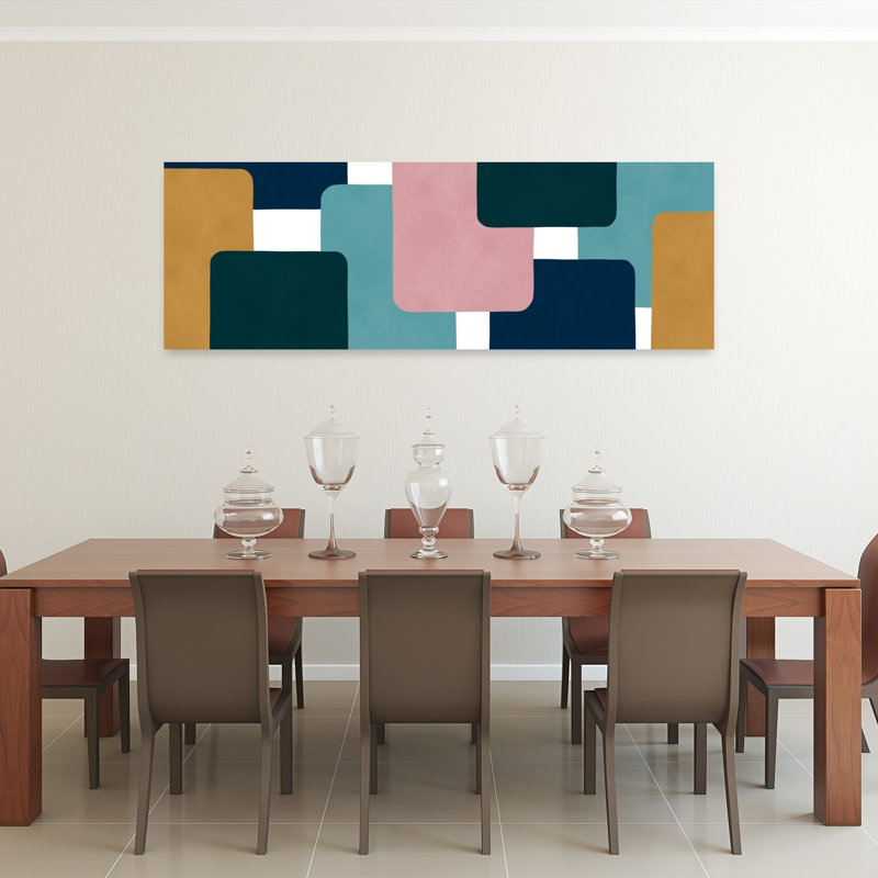 Art mural géométrique contemporain abstrait abstrait, H 20 po x l 60 po
