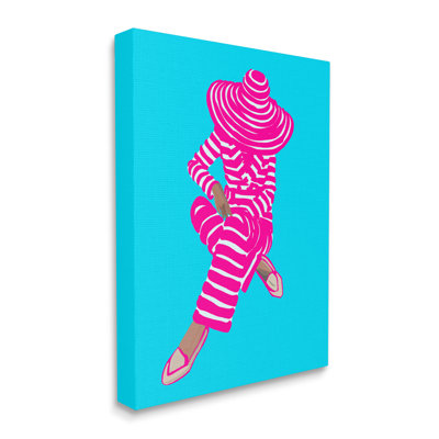 " Stripe Pattern Pop Style Fashion Woman Sitting " by Amelia Noyes