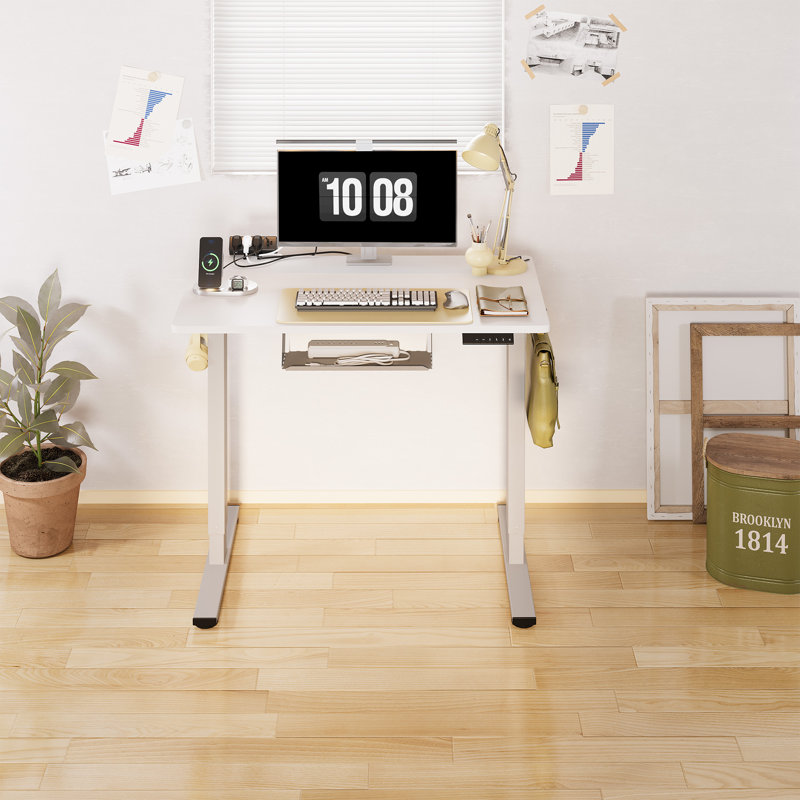 Bureau debout à hauteur ajustable Home Office, Blanc / Gris