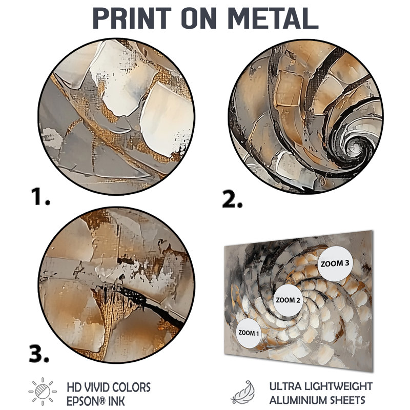 Luminous Abstract Spiral II - Waves Metal Wall Art, Modern Metal Print, 28" H x 60" W x 0.84" D
