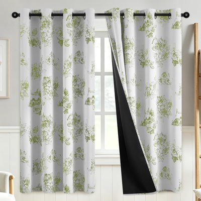  Cottage Garden Floral Village 100% Blackout Curtains black Farmhouse Scene Drapes with Grommet for Living Room Bedroom 2 Panels