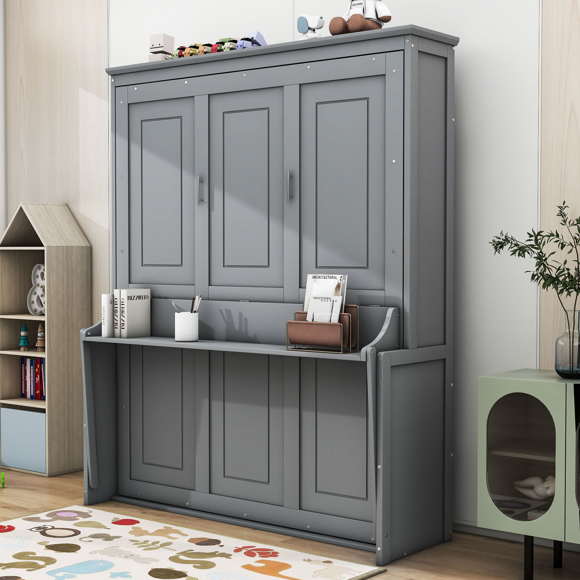 Harriet Bee Harmann Queen Wood Murphy Bed & Reviews Wayfair