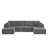 Boneless U-shaped modular sectional sofa, corduroy sleeper couch, space-saving minimalist design for living room, grey-1109191968