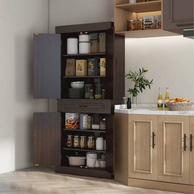 Garde-manger autoportant 71 po avec 4 portes et 2 grandes armoires de rangement en S avec tiroir large pour la salle à manger Cabinet