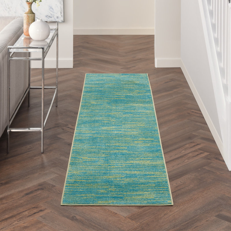 Tapis bleu / vert Nourison Essentials, Rectangle 2 pi x 6 pi