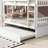 Full Over Full Rubber Wood Bunk Bed With Trundle, Ladder And Guardrails, Convertible To 2 Full Size Beds, With Twin Size Trundle,White-1546922006