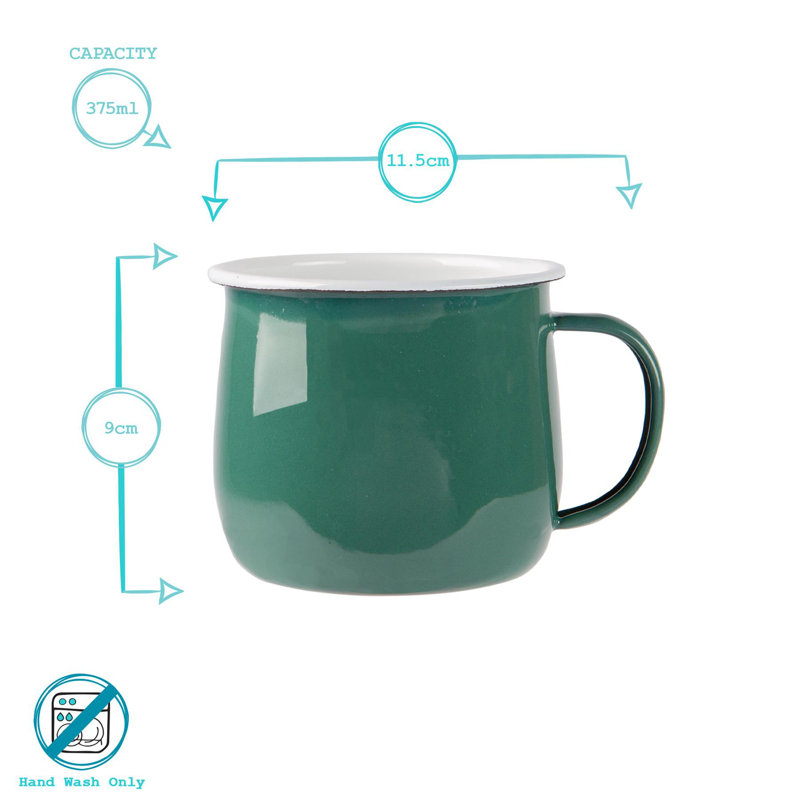 Enamelware Camping Mug, Green/White, 12