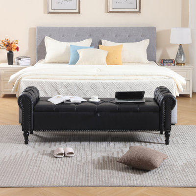 Cleota 66.9'' Faux Leather Upholstered Storage Bench