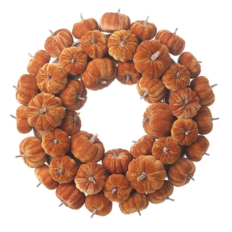 Faux Pumpkin & Gourds 46cm Wreath, Orange