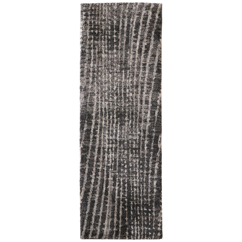 Templas Modern Abstract, Black/Gray/Ivory, Runner 2'6" x 7'3"