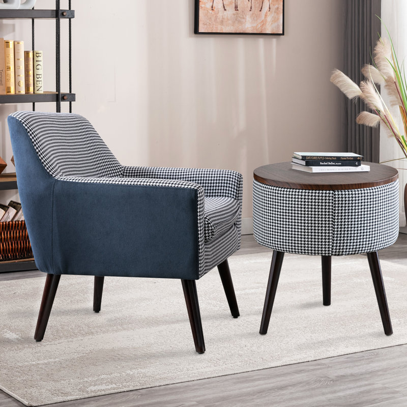 Fauteuil l 26,38 po avec repose-pieds, Microfibre / microsuède bleu (extérieur)