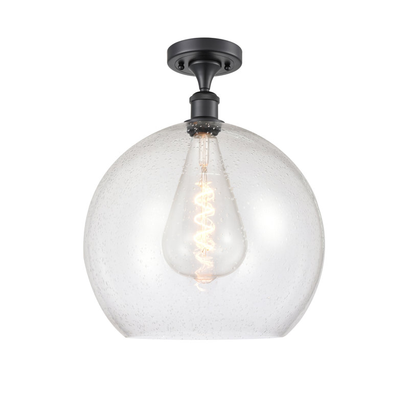 Plafonnier semi-encastré 1 lumière, Ampoule non incluse, H 18,38 po x l 13,75 po x P 13,75 po, Noir mat