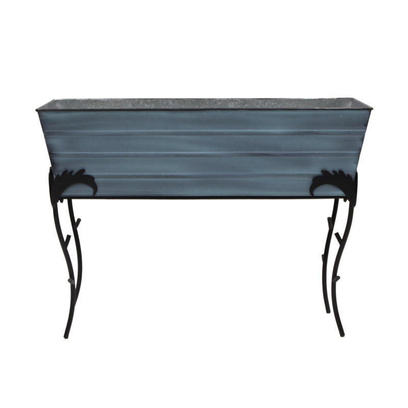 Lawrence Hill Metal Elevated Planter, Nantucket Blue, 25.75"H x 35.25"W x 11"D